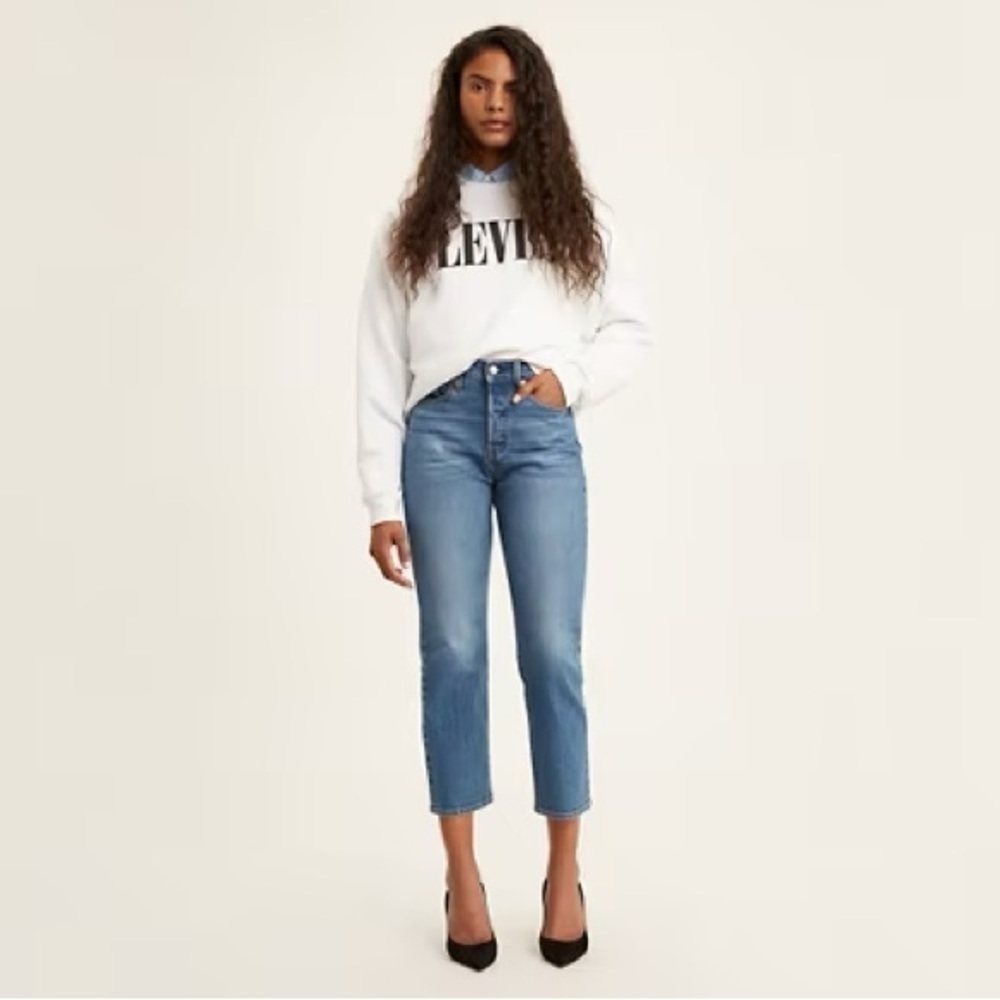 Levi’s Wedgie Straight Jazz Jive Sound Denim Jeans Size 28 x 26 IRREGULAR
